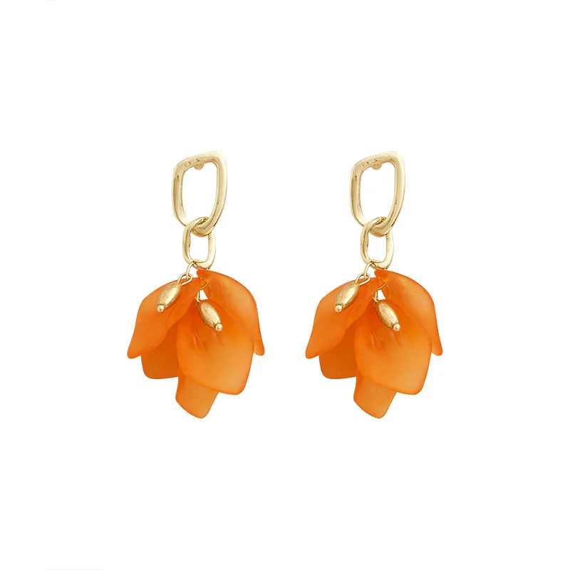 Aretes de mujer, современный стиль, дизайн, большие красные лепестки роз, серьги с кисточками, тренд, темперамент, летние корейские серьги для женщин