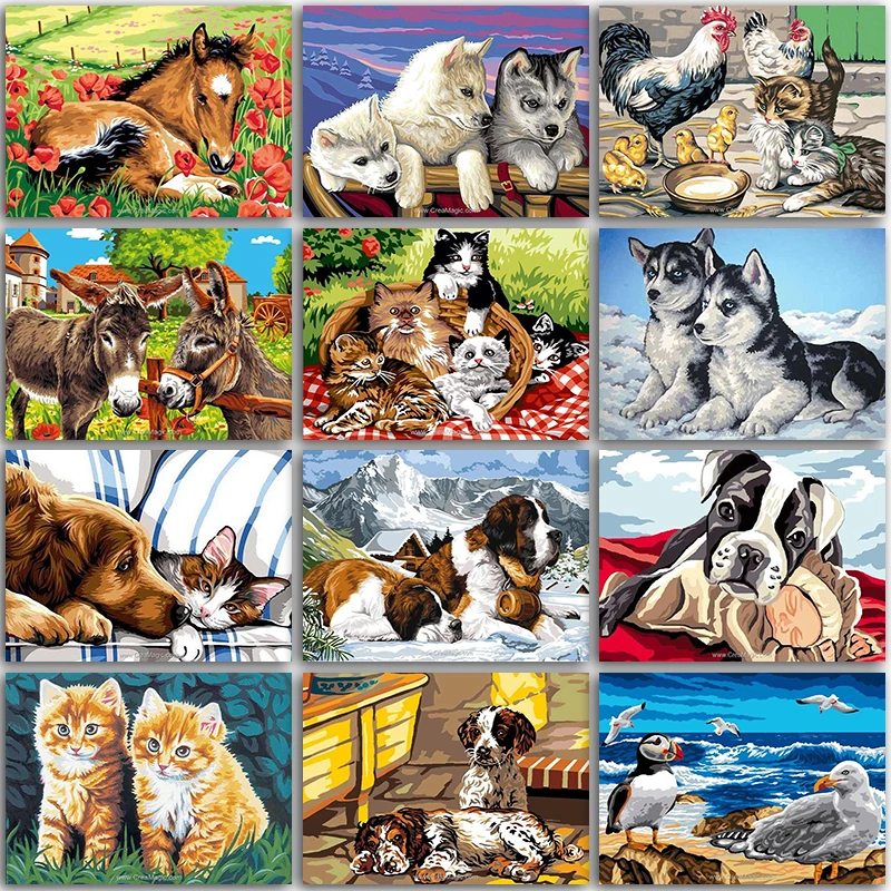 

5D DIY Diamond Painting kit animals Lion Cat dog Husky Horse Fox Full Square&Round mosaic embroidery Cross stitch home decor Art