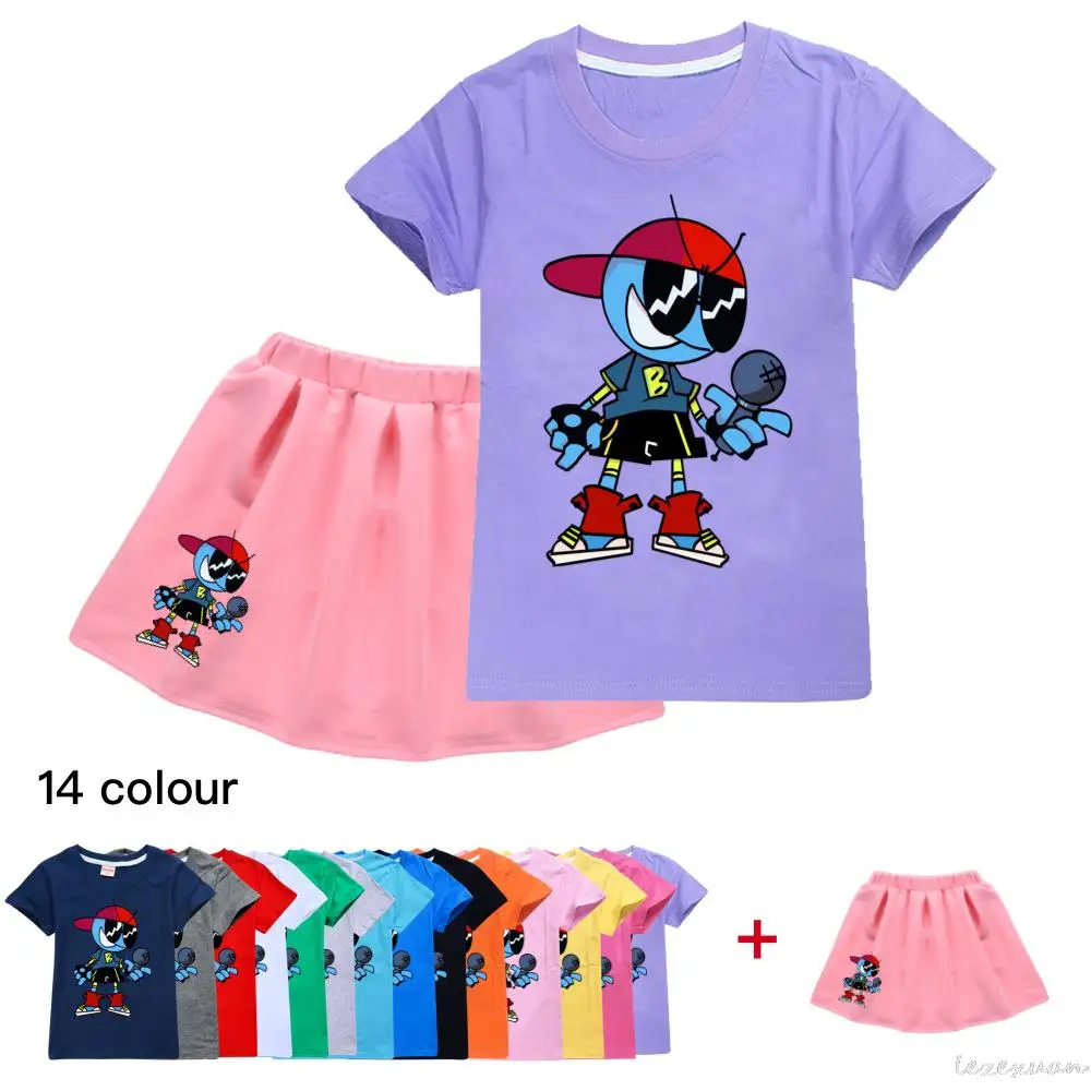 Детский костюм из футболки с коротким рукавом и платья|Комплекты одежды для