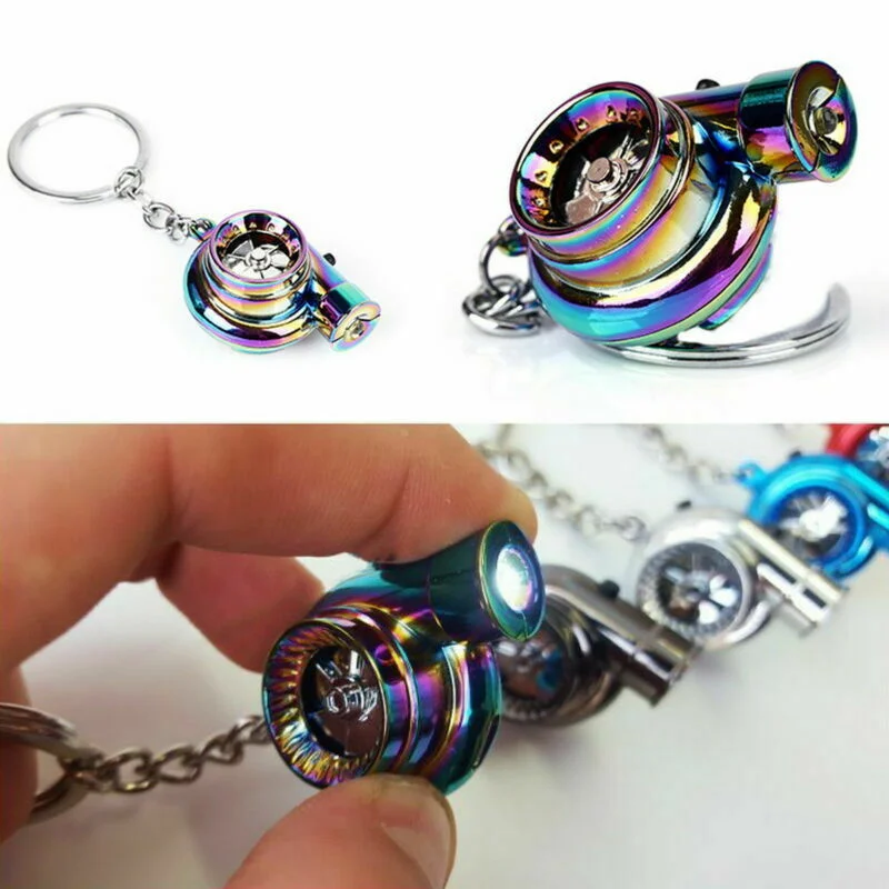 

3D Car Turbo Keychain Metal Turbine Model Key Chain Hair Dryer Llaveros Carrying LED Lights Keyring Fashion Pendant Holiday Gift