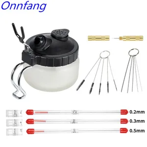 Аэрограф для чистки кастрюль 0,20,30,5 мм, держатель для стеклянной аэрографа, емкость для чистки краски, распылитель, инструменты для мытья, игла, сопло, кисть