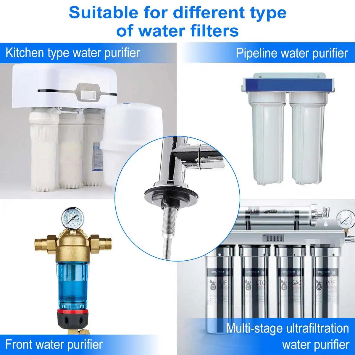 Kitchen Water Filter Faucet Chrome Plated 1/4 Inch Connect Hose Reverse Osmosis Filters Parts Purifier Direct Drinking Tap water | Бытовая