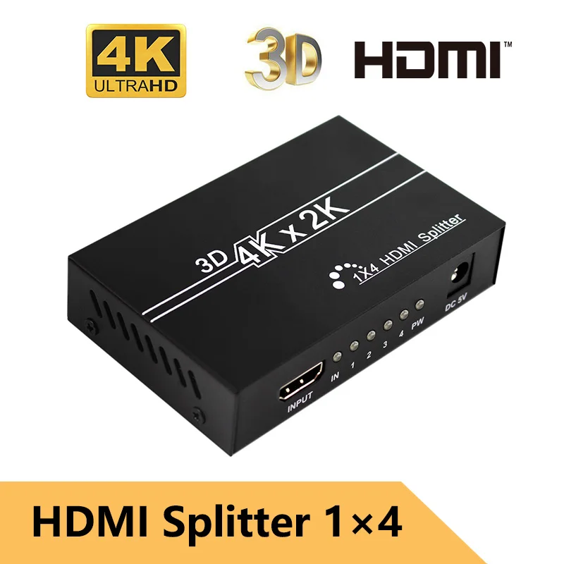 4K HDMI сплиттер UHD 3D HD distrumbite 1X4 1X2 1080p переключатель адаптер Усилитель повторителя для ноутбука HDTV DVD PS3 PS4 Xbox