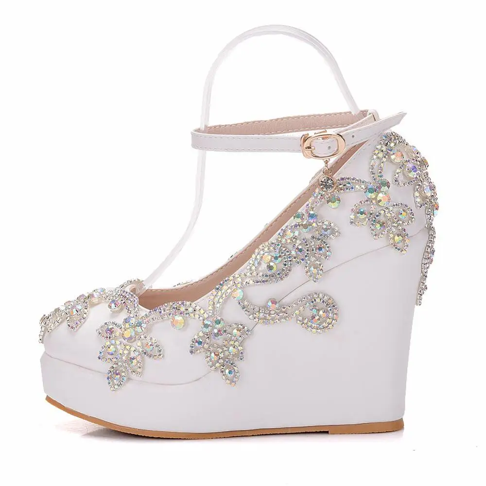 Туфли лодочки Стразы с кристаллами высокий каблук 10 см Свадебная обувь для