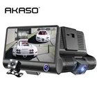 Зеркало-видеорегистратор AKASO, Автомобильный регистратор с двумя камерами, HD 1080P, 4 '', с детектором, тремя камерами
