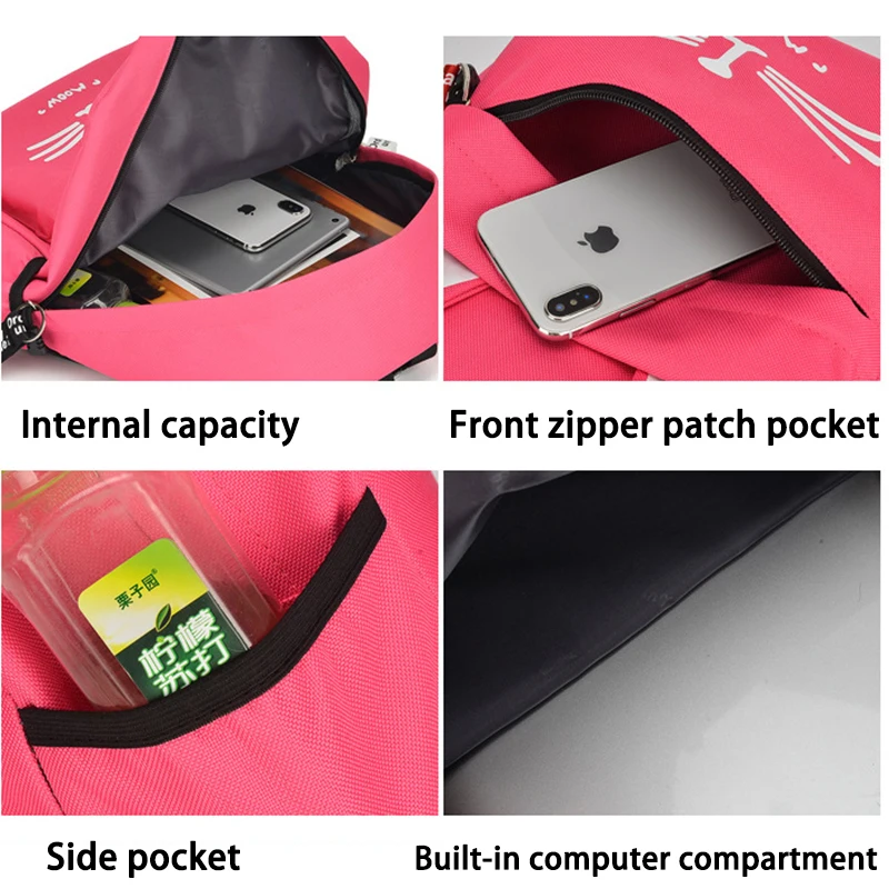 

Cute Cartoon Cat Ears School Bags For Teenage Girls Nylon Backpack Schoolbag Women Famale Student Bookbag Mochila Escolar