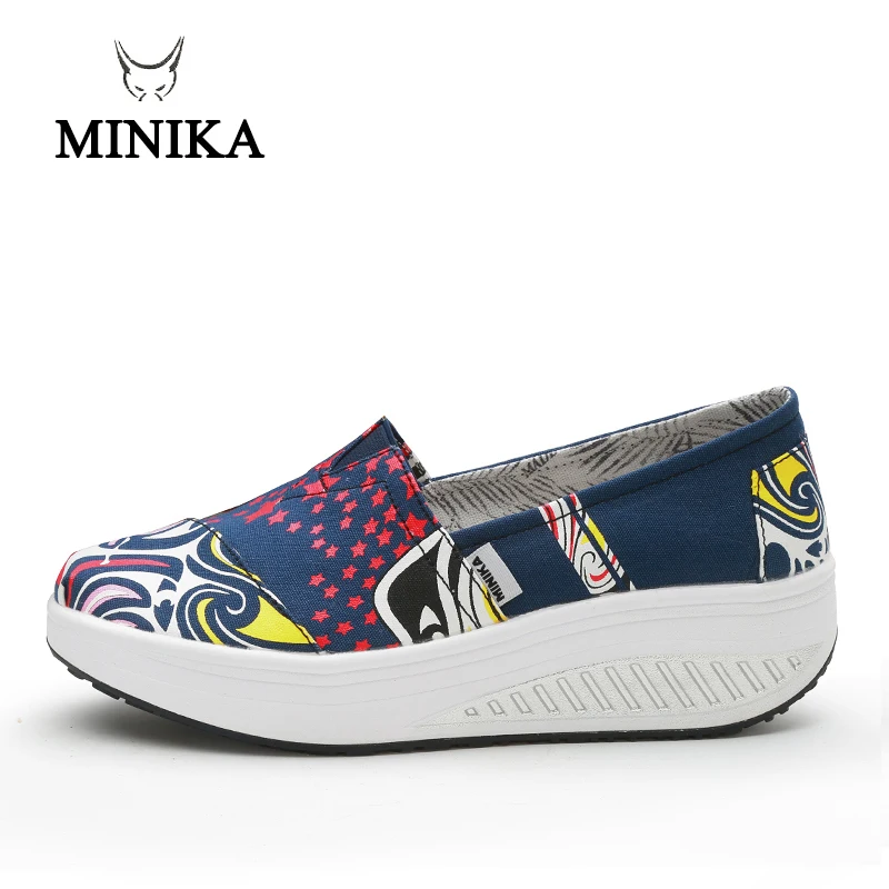 MINIKA/Женская дышащая обувь на плоской платформе; сезон лето; обувь для вождения; женские парусиновые слипоны для фитнеса; женская обувь на плоской подошве; dames schoenen