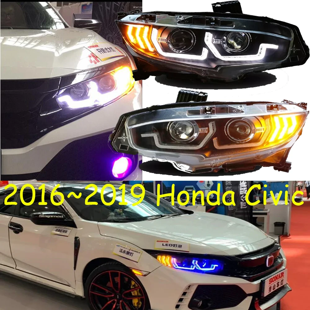 

Автомобильные фары bupmer, 2 шт., фары для Honda Civic 2016-, автомобильные аксессуары, светодиодные галогенные/HID ксеноновые противотуманные фары для Civic