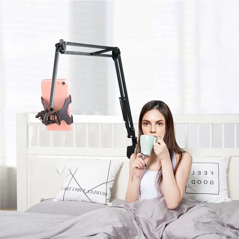 

Mobile Phone Tablet Holder Long Arm Flexible Folding Stand For Phone Desktop Bed Universal Cellphone Bracket Metal Clamp Support