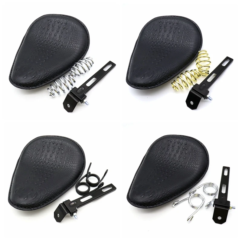 Мотоциклетное черное сиденье из крокодиловой кожи в стиле ретро + 3 дюйма