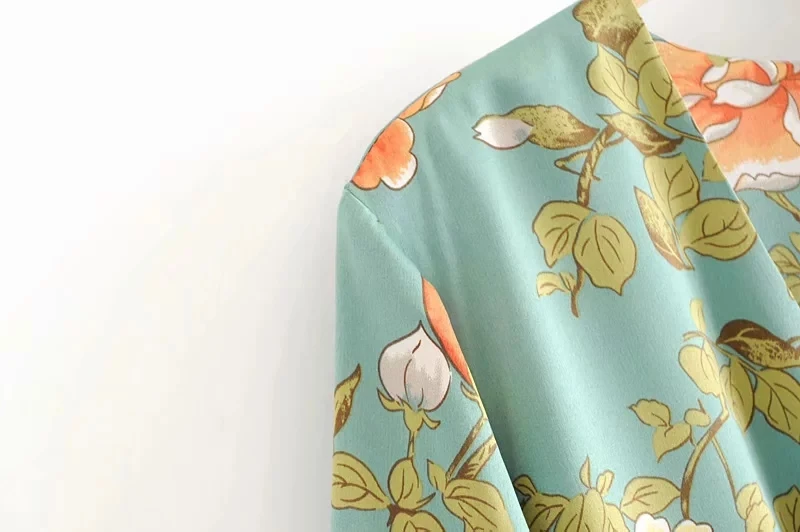 Женское пляжное платье в стиле бохо зеленое винтажное с оборками и длинным