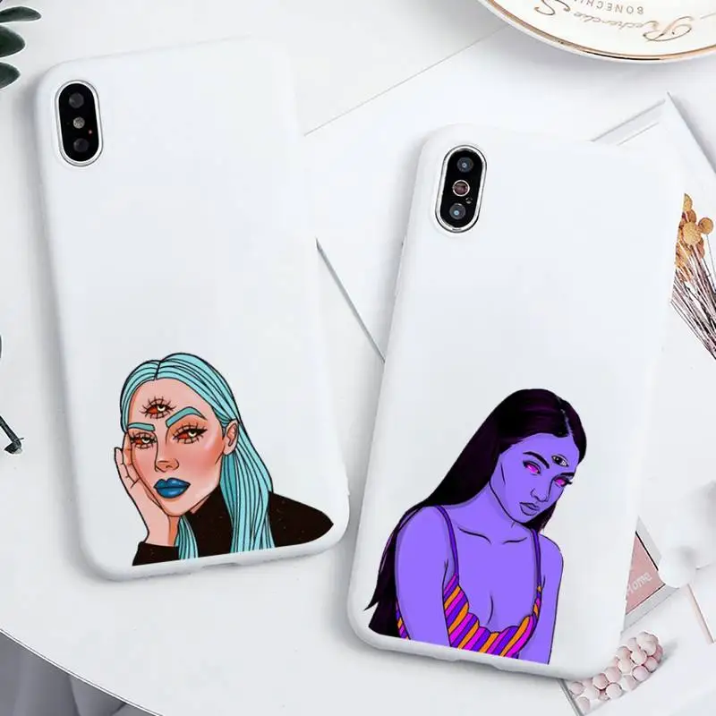 

Aesthetic Devil Woman Bad girl smoke eyes Phone Case Candy Color for iPhone 11 12 mini pro XS MAX 8 7 6 6S Plus X 5S SE 2020 XR