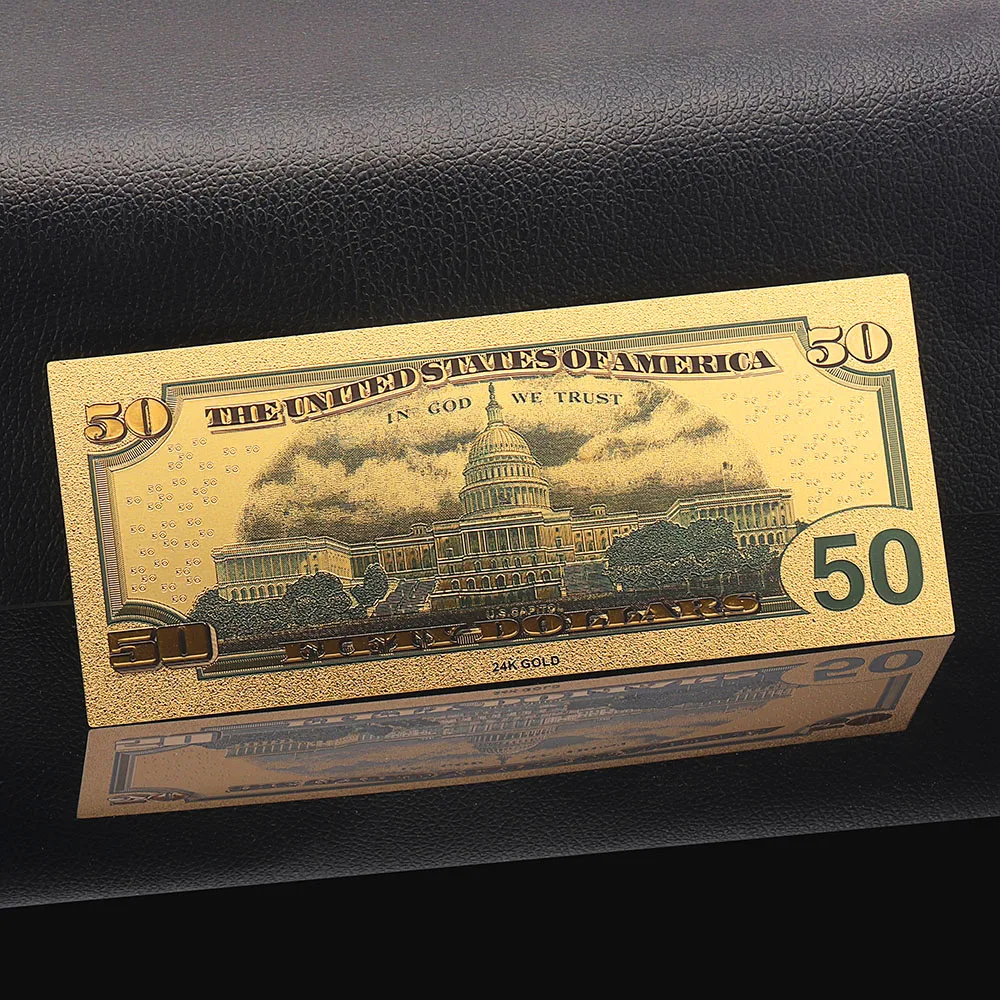 Памятная монета в долларах США 50 долларов Золотая старинная банкнота 24 К