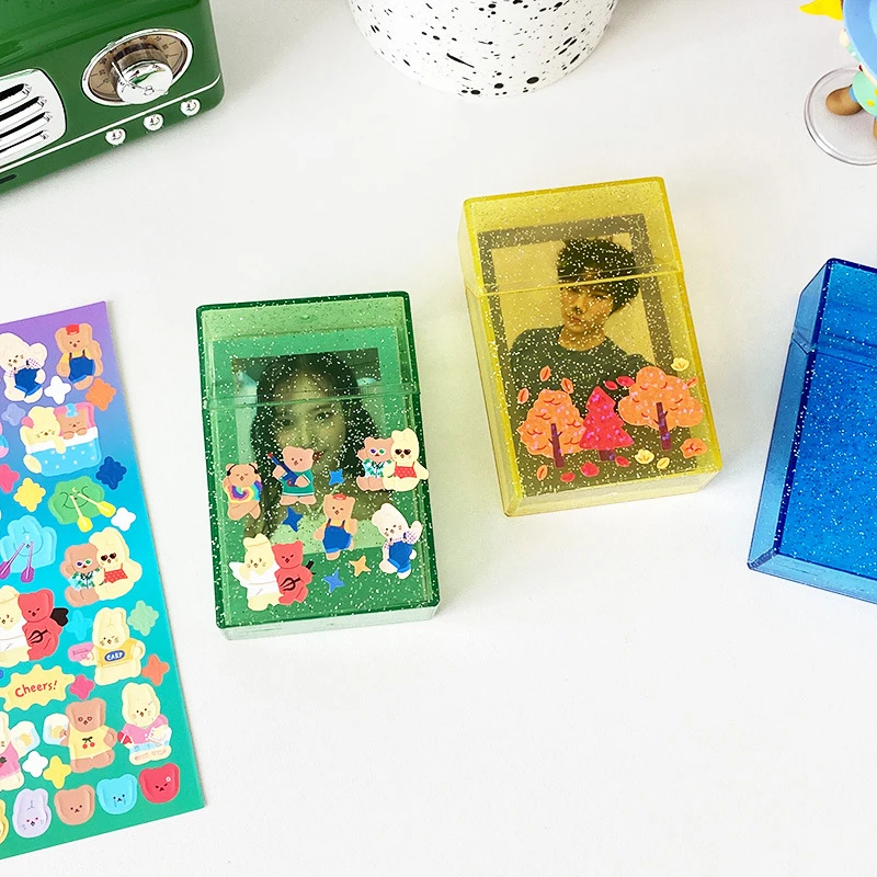 

1 Pc Photo Storage Box 3 Inch Bling Bling Transparent Photo Storage Box Photocard Holder Card Holder Albumes Home Supply