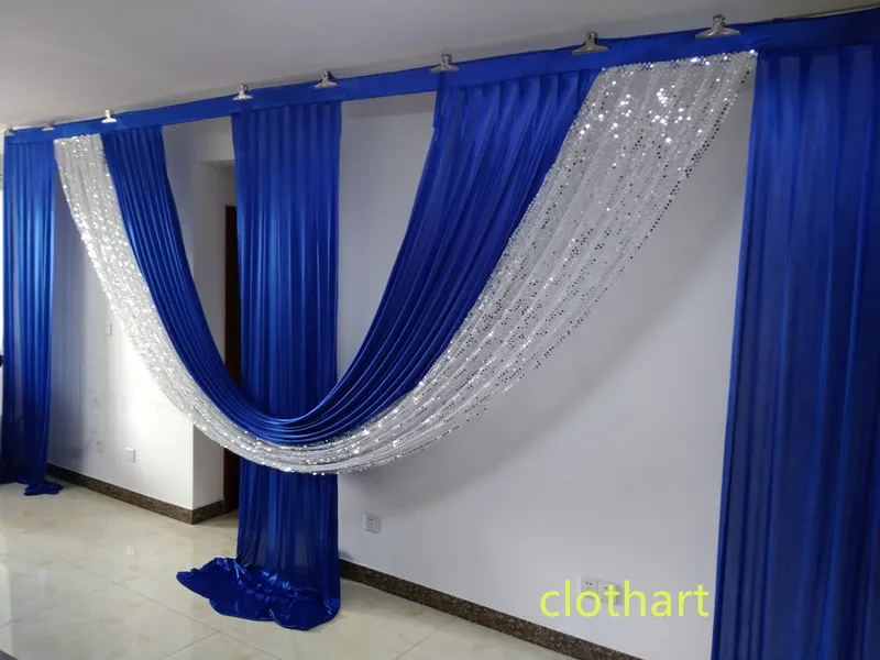 6m wide silver sequin swags of backcloth design wedding stylist swags for backdrop Party Curtain Celebration Stage design drapes