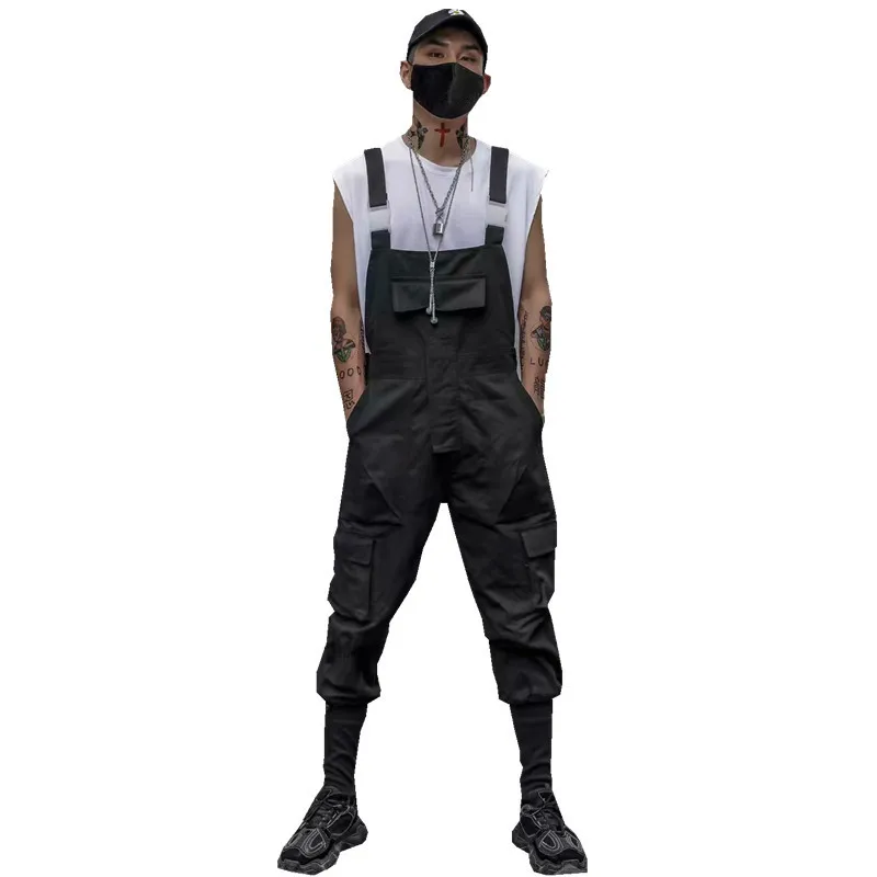 Сезон весна-лето Мужской комбинезон в стиле хип-хоп с несколькими карманами