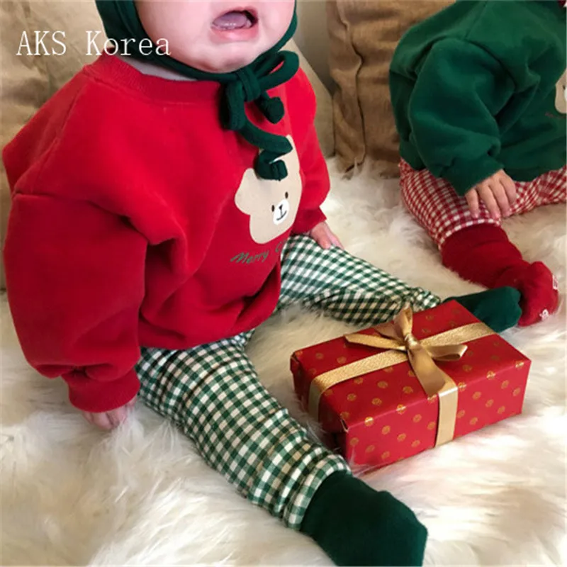 

Children Clothing Sets Baby Christmas Outfit Hoodies And Warm Leggings Pants Suit New Year Costume For Boy Girls Winter Clothes