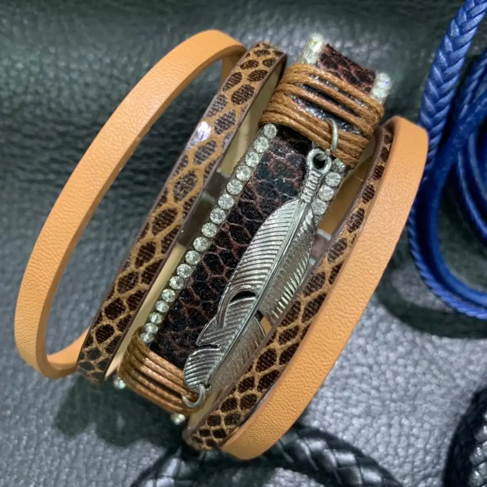 Мужской браслет из искусственной кожи с черепом 6 шт./партия синий черный цвет