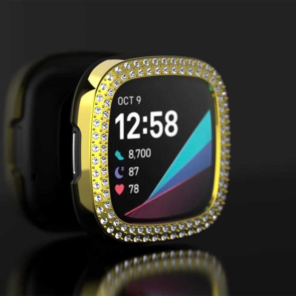 

for Fitbit versa3/Sense Rhinestones Watch Case Decoration Protective Cover Shell