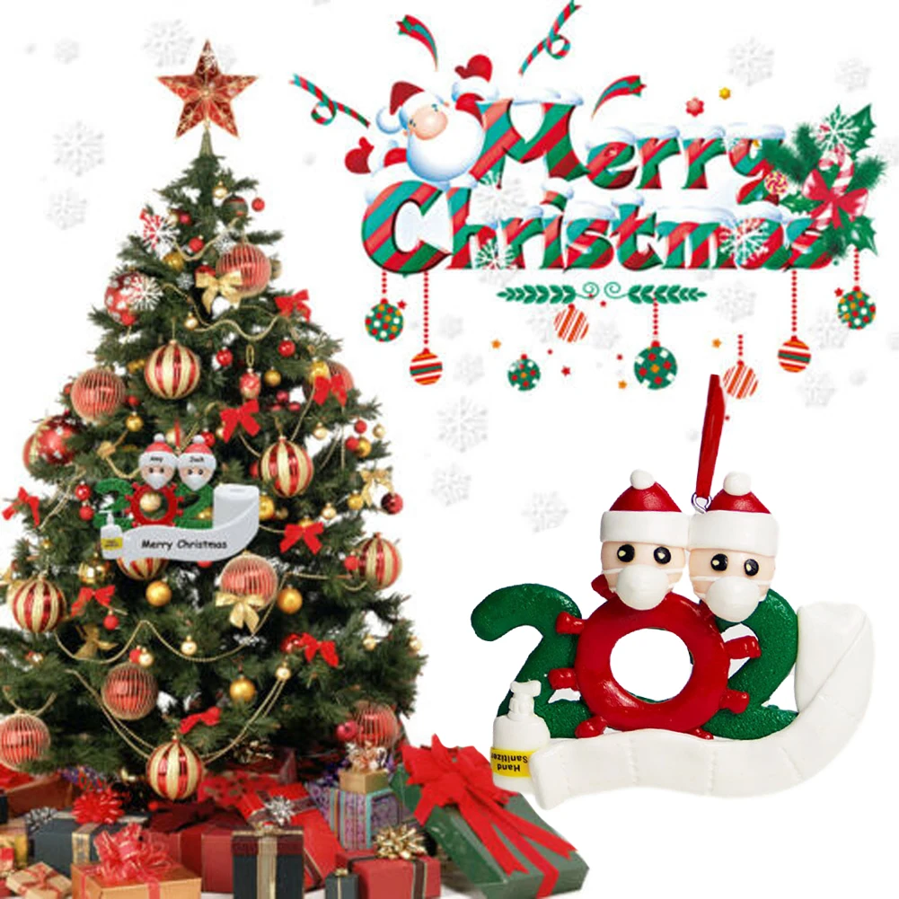 

2020 Quarantine Christmas Decoration Gift Personalized Family Of 2 3 Ornament DIY Name Blessing Snowman Christmas Tree Manner
