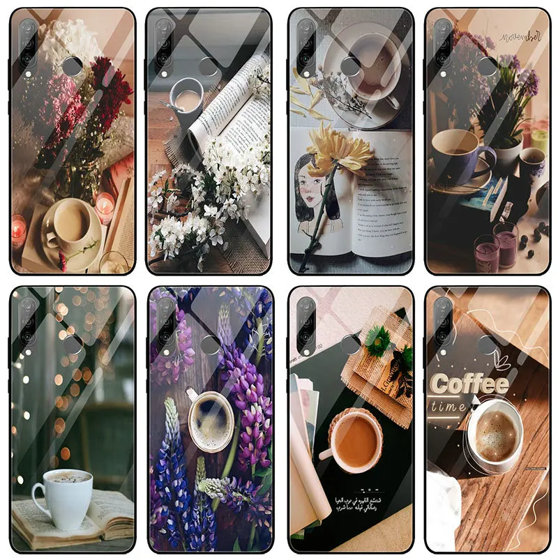 Чехлы книжки из закаленного стекла с изображением кофейного цветка для