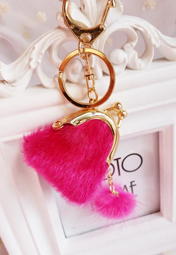 Small Change Storage Bag Key Chain Ladies Hand Mink Tassel Women's Bag Mini Mobile Phone Coin Purse Key Chain Gift