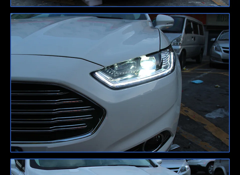 Фары для автомобиля Ford Mondeo Fusion 13-17 DRL дневные ходовые огни Светодиодный Биксеноновая лампа Противотуманные фары, аксессуары для автомобиля