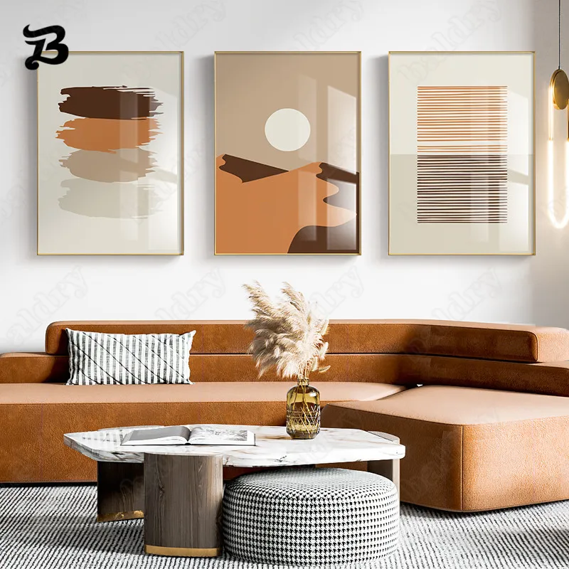 

Canvas Painting for Living Room Nordic Log Wind Orange Flowers Abstract Modern Decorative Painting Posters Print Home Decoration