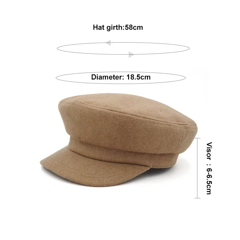 Шапка женская однотонная в стиле милитари модная удобная повседневная теплая