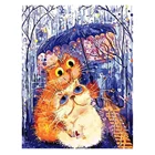 Бриллиантовая живопись AMY-DIY, набор Два милых мультяшных кота под зонтом, вышивка крестиком для пар, фото