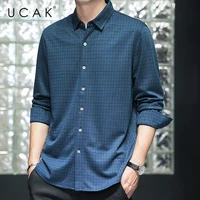 ucak brand cashmere shirt men clothes spring new tops business casual plaid turn down collar long sleeves shirt homme u6131