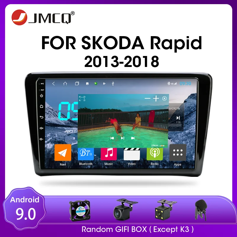 Автомобильный мультимедийный плеер JMCQ Android 9 0 4 Гб + 64 ГБ радио для VW Skoda Rapid Santana