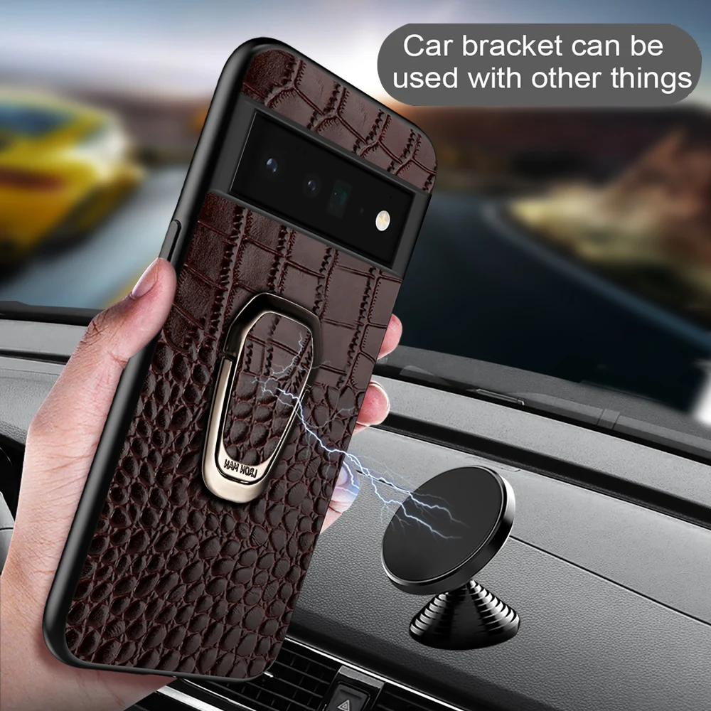 Genuine Cowhide Leather Phone Case For Google Pixel 7 6 Pro 8 7A 6A 5 Pixel 4 4A 5A Luxury Magnetic Kickstand Back cover bumper