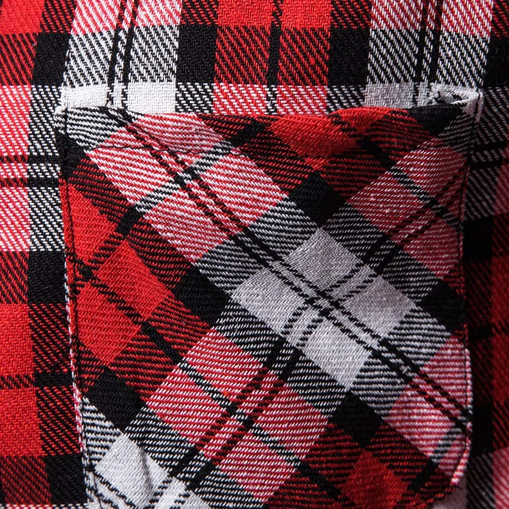 Осень 2019 Мужская рубашка с капюшоном Повседневная Тонкая Клетчатая Camisa Masculina