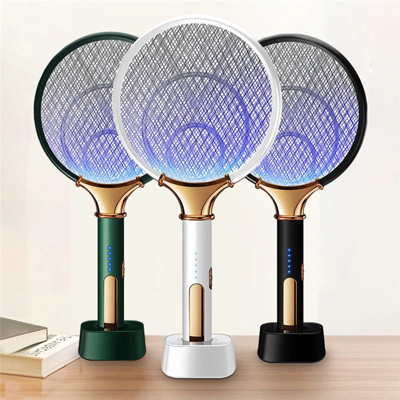 

2 in 1 LED Electric 3000V Mosquito Swatter USB Rechargeable Anti Fly Bug Zapper Killer Trap Insect Mosquito Racket Pest Control
