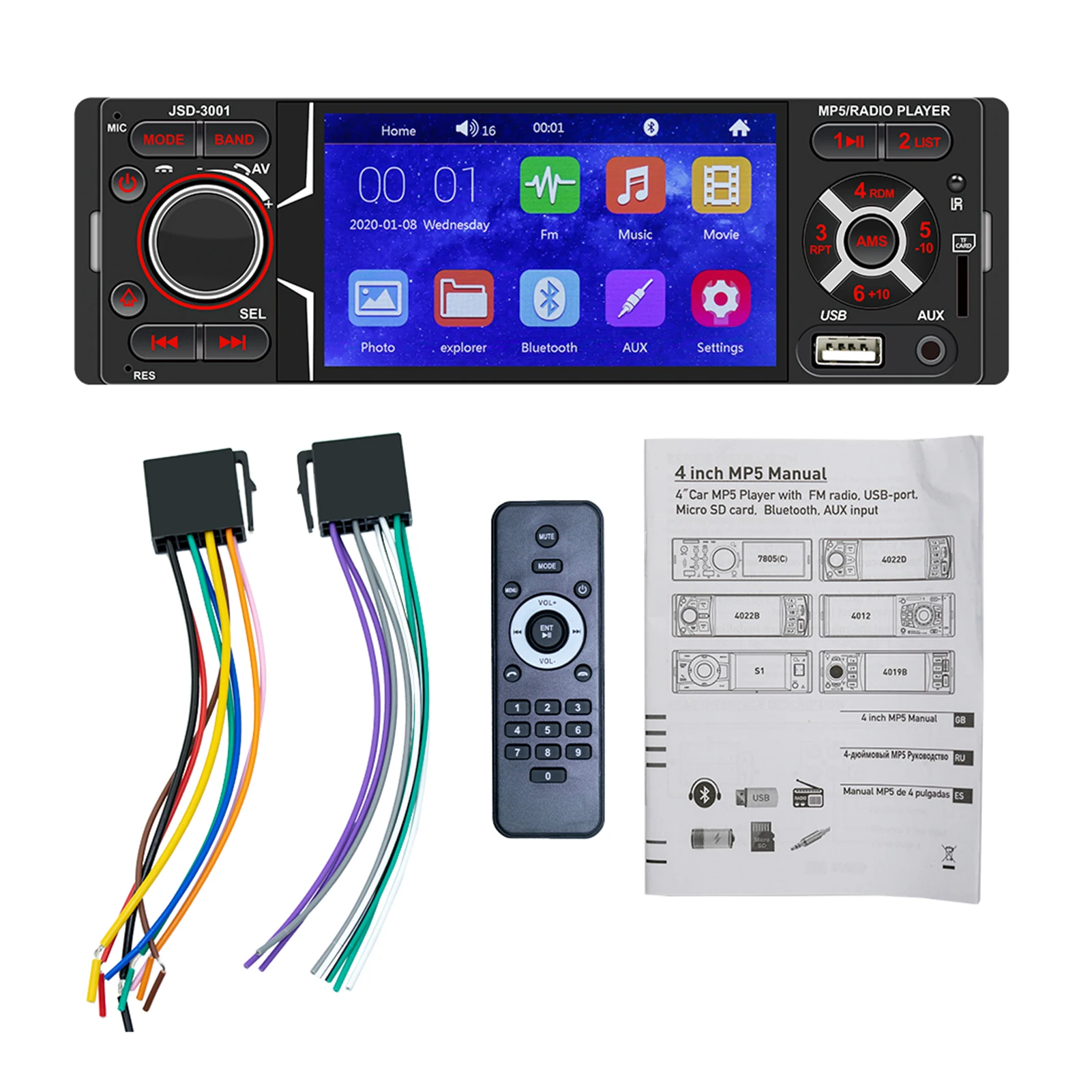 Автомагнитола 1 Din на Android автомобильный радиоприемник с громкой связью Bluetooth