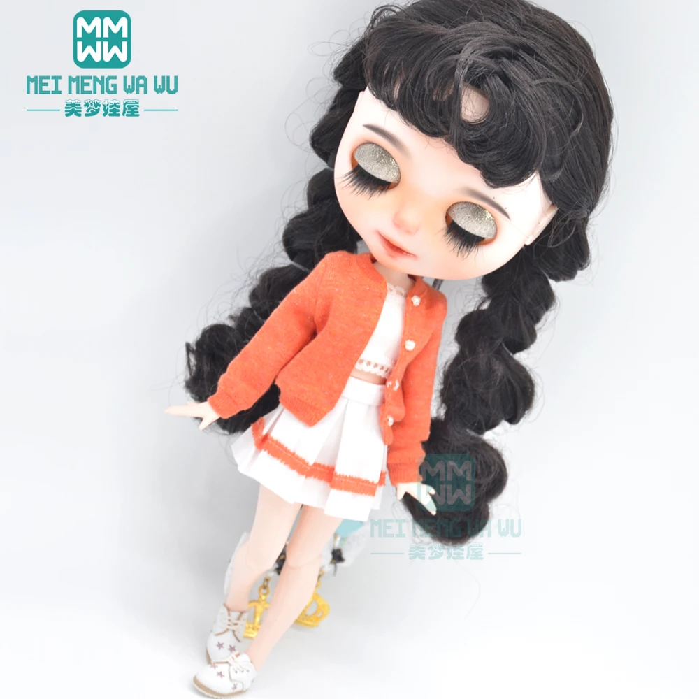 Одежда для куклы подходит blyth ob24 ob27 azone модный свитер из трех предметов оранжевый