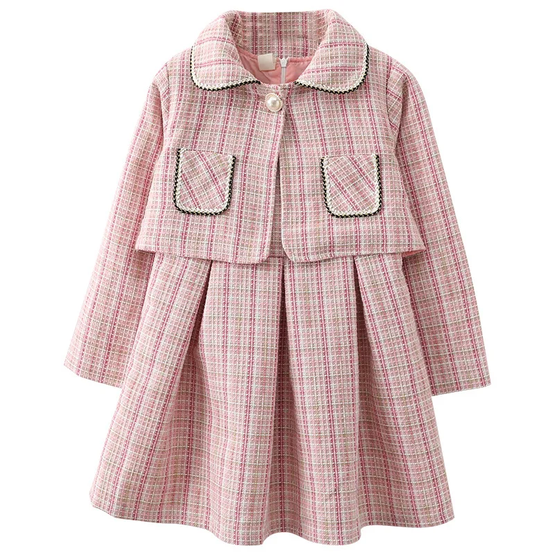 Комплект одежды для маленьких девочек весеннее клетчатое пальто принцессы
