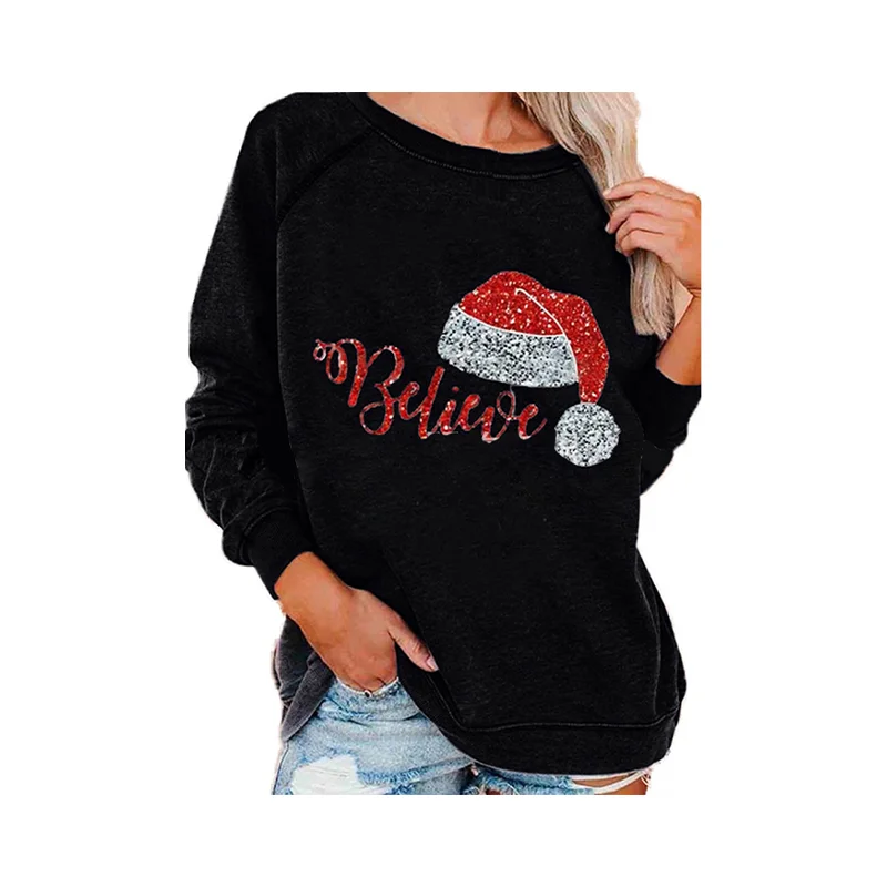 

2020 Explosive Christmas Hat Printed CHRISTMAS Ladies Sweatshirt