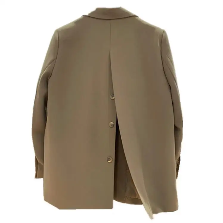 

Back Buttons Split Blazer Coat New Long Sleeve Women Suit Jacket 2021 Spring Causal Notched Collar Blazers Femme