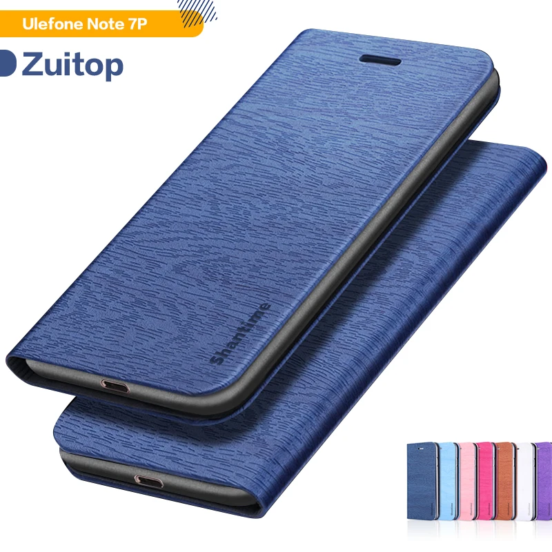 Чехол для телефона из искусственной кожи с текстурой под дерево Ulefone Note 7P флип