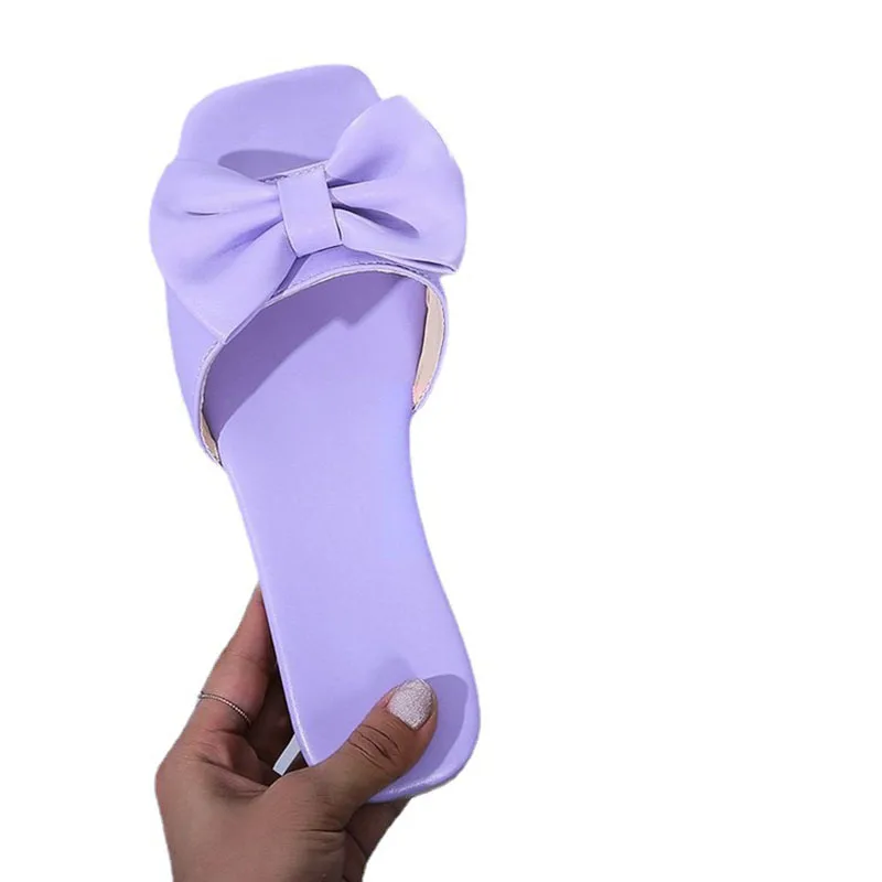 

Slippers For Women 2021 Woman Casual Open Toe Flats Ladies Fashion Bow Sandals Female Summer Best Walking Beach Shoes Big Size
