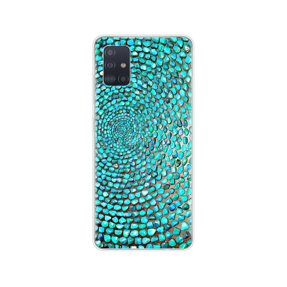 silicon phone cover case for samsung galaxy A51 A31 A41 A71 A01 A81 A91 A30S A20S A50S M30S M40S coque marble green stone | Мобильные