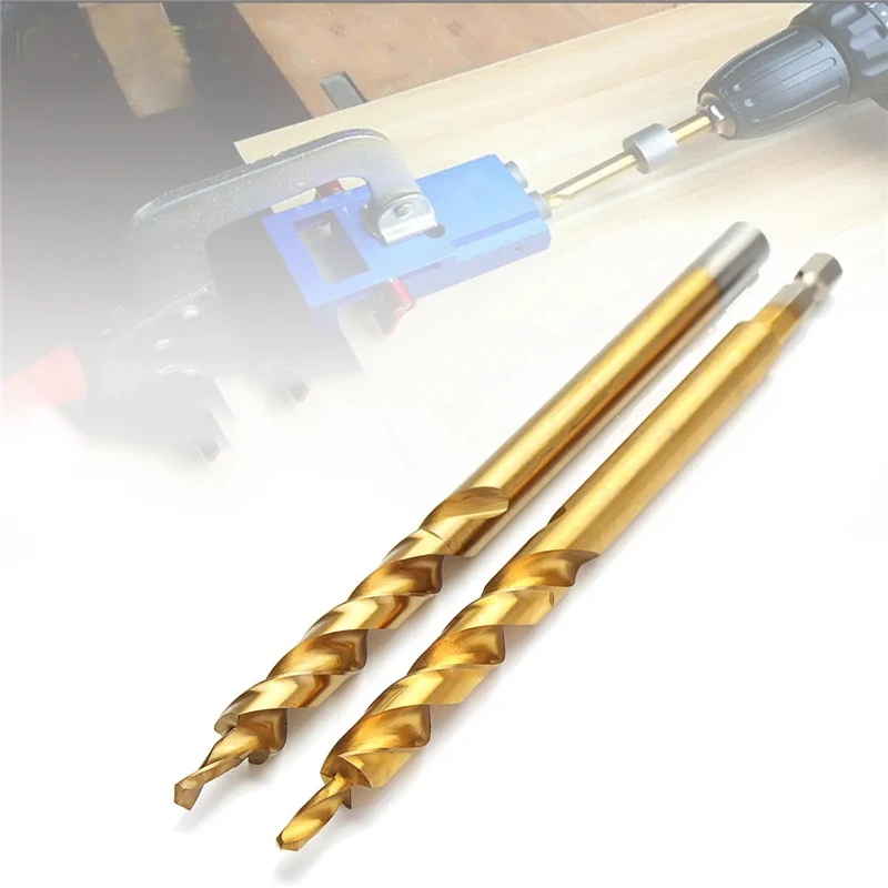 

9.5mm Twist Step Drill Bit 3/8" Round Shank Or 1/4" Hex Shank Drill for Woodworking Pocket Pilot Hole Jig