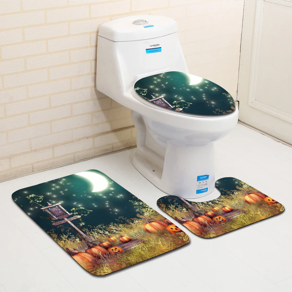 Zeegle Хэллоуин 3 шт. Набор ковриков для ванной фланелевый нескользящий коврик