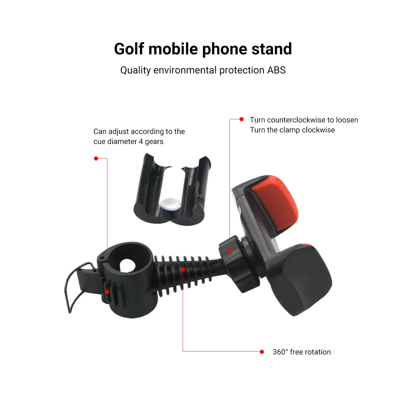 

1PCS Golf Clubs Practice Cell Phone Mount Universal Recording Bracket Clip Training Aid Holder for Swing Practice Alignment