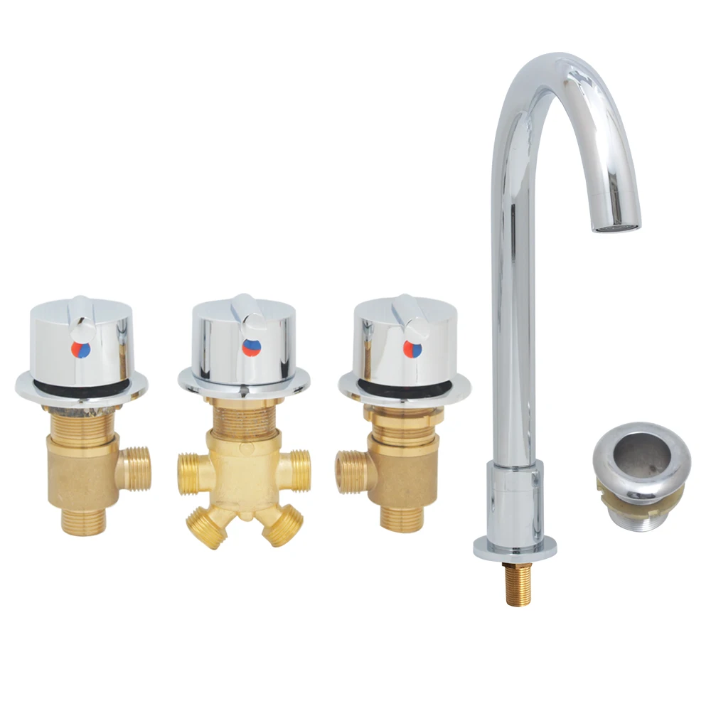 

Split 3 Piece Baby Bathtub Faucet Jacuzzi Waterfall Tap Shower Bath Mixer Brass Cold & Hot Water Control Valve Bathroom Cabinet