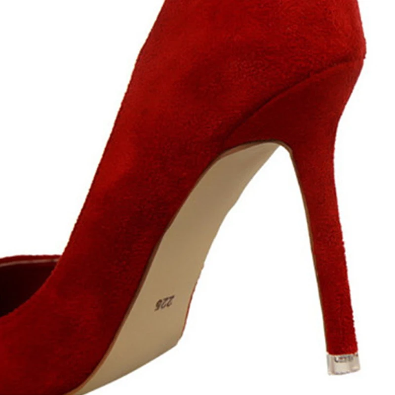 

comemore 2021 New High Heels Woman Fashion Pointed Toe Office Shoes Women's Solid Flock Shallow Pumps Shoes for Women Loafers 43