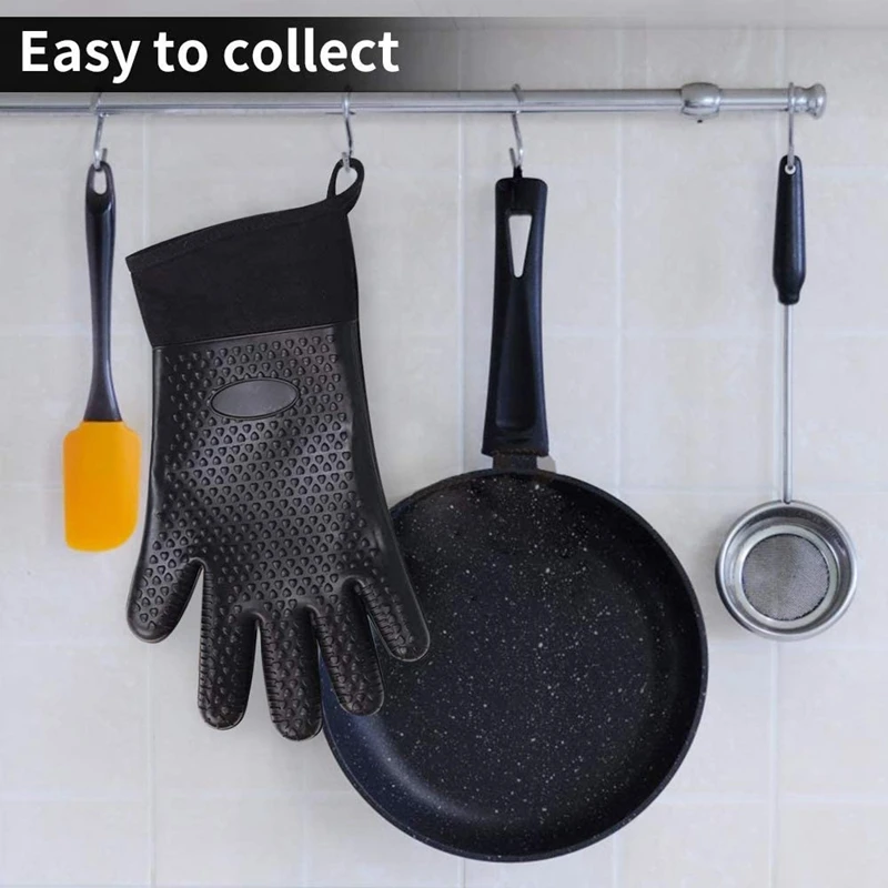 

BBQ Gloves, Heat-Resistant Waterproof and Non-Slip Extended Silicone Gloves for Barbecue, Kitchen Cooking, Oven, 2 Pack