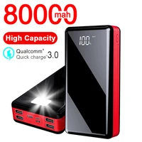 power bank 80000mah portable fast charging high capacity 4usb outdoor travel flashlight powerbank for xiaomi samsung iphone